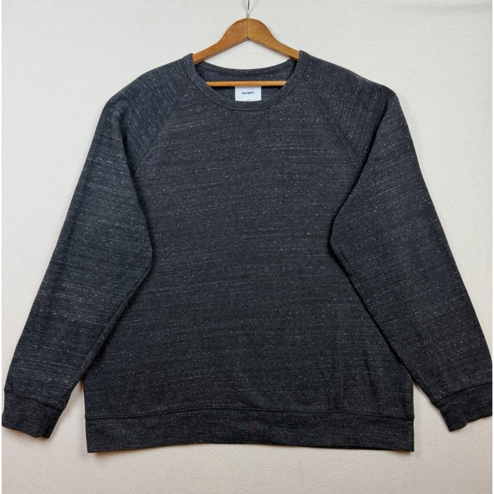 OLD NAVY Crew Neck Mens XXL Speckled Pullover Fleece Gray Sweatshirt Long Sleeve